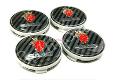 4 X Saab Carbon Fibre Alloy Wheel Centre Caps 62mm 63mm 93 9-3 95 9-5 900 9000