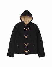 CELIO Mens Hooded Sherpa Duffle Jacket UK 40 Large Navy Blue Wool DD02