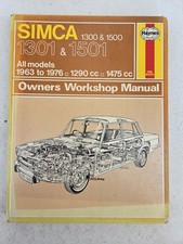 Simca 1300 1301 1500 & 1501 Haynes Manual 1963 to 1976 Saloon Estate Special