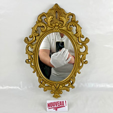 ➜OVAL BAROQUE MIRROR wall gold frame Louis XV style rococo vintage 38 cm