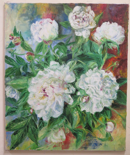 Tableau floréal signé amelia - tableau,