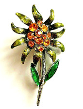 Broche vintage Fleur strass