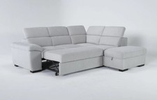 Dante Light Grey Fabric 103" 3 Piece Convertible Futon Sleeper  L-Shaped