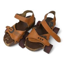 Vintage Walkie Rollie Skates 60s Wood & Leather Roller Quad Skates