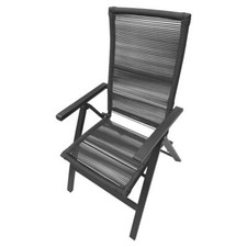 Corde Chaise de Jardin Siège Pliant Seil-Bespannung Aluminium Balcon Gris