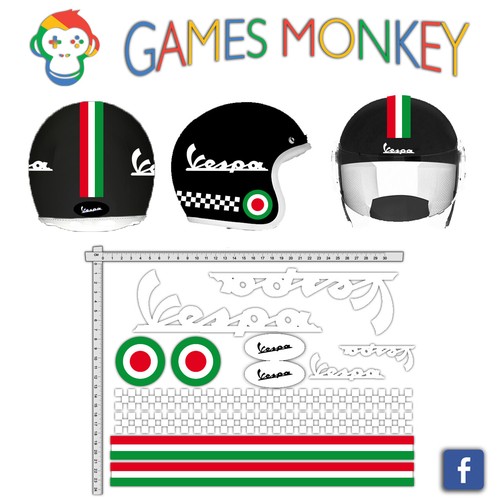 Autocollants kit vespa - kit, casque