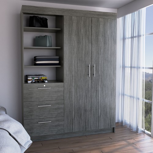 Modern smokey oak armoire with - smokey,