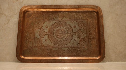 Ancien plateau cuivre lourd - ancien, en