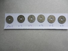 6 pièces de 5 centimes belges