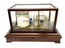 English CASELLA LONDON Mahogany Barograph with Chart Drawer & GLUCK Movement
