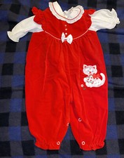 Girls Vintage  Red Kitty Cat