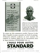 Publicité ancienne huile pour voiture Standard 1933 issue de magazine