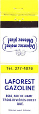 Trois-Rivières Quebec Canada Laforest Gazoline Vintage Matchbook Cover