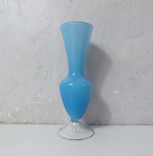 Ancien vase opaline bleue - opaline,