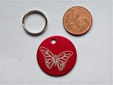 1 MÉDAILLE GRAVEE PAPILLON ROUG chat chien 25 mm collier harnais gravure offerte