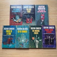 LOT of 7 Hercule Poirot Agatha Christie Dell Paperback Vintage Mystery