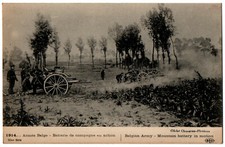 Old postcard 1914...Belgian army - field battery in action - ELD