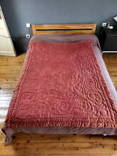 Antique hand stitched blanket bed cover ann20 186x206cm Old quilted blanket