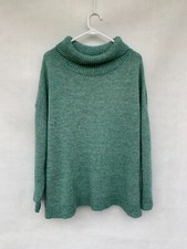 ☘️ Womens Elk Meldal Roll Knit Wool Polo Cowl Neck Sweater Jumper Size S / XS
