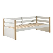 OLAF - Lit Banquette 90x200cm Blanc et Bois