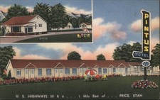 Price,UT Pintus Motel 1954 Carbon County Douglas R. Smith Linen Vintage Postcard