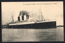 Old postcard St-Nazair, liner Paris of the C. G. T. towed by the Titan 