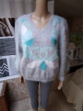 Magnifique  pull angora gris perle +  tricoté main ANNY BLATT  taille 44 com9