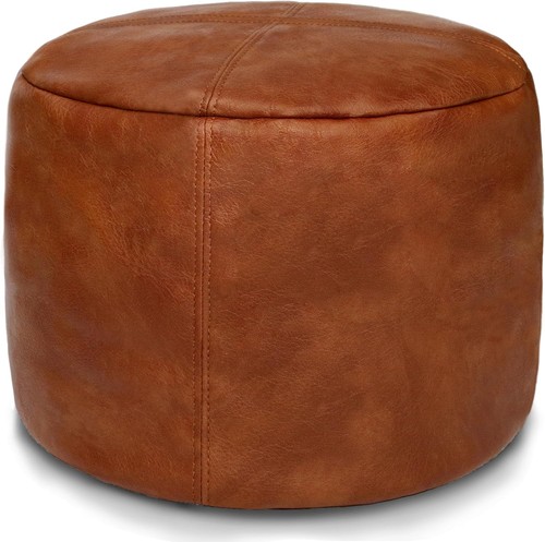 Unstuffed faux leather pouf - unstuffed,