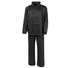 MFH 2 Pièces Combinaison De Pluie Camping Militaire Veste Pantalons Pêche Black