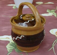 Antique Soufflenheim Style Glazed Terracotta Ceramic Pot Brown Tones
