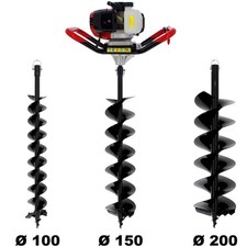 Tarière thermique SEMI-PROFESSIONNELLE 62 cm3 + lot de 3 mèches (100, 150 et 200