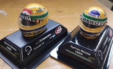 LOT 2 MINI CASQUE METAL MADE 1:8 F1 AYRTON SENNA ANNÉES 1988 & 1994 NEUF...