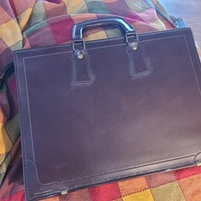 Brown Leather Attache Vintage Zipper Different Compartment Pockets Made Canada