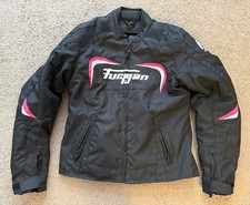 Furygan Cyane Ladies Motorcycle Jacket Black White Pink. Size M. Upgraded to D3O