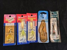 5 NOS Spinnerbaits. Worden's Rooster Tail, Mepps Aglia, Blue Fox Super Vibrax