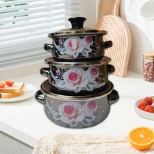 Lot de 3 marmites en émail