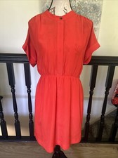 J. Crew Women's Casual Short Sleeve Shirt Dress With Pockets Small Orange