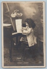 c1905 Mozart Enfant Little Girl Playing Piano Organ RPPC Photo Antique Postcard