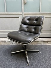 Vintage Charles Pollock Per Knoll Real Leather Office Chair