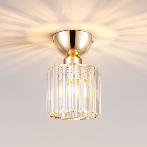 Plafonnier cristal doré - en,