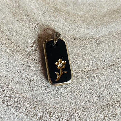 Pendentif fleur émail noir - , et