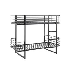 CURVE - Lits Superposés 90x200cm Métal Noir Coins Arrondis