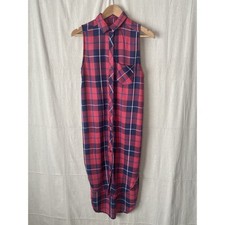 RAILS Jordyn Womens Boho Western Plaid Sleeveless Button Down Tunic Top Size S