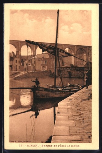 Cpa dinan barque pêche le - cpa, de