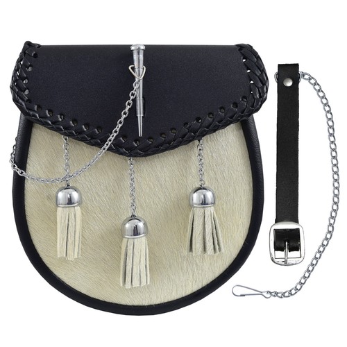 Sporran cuir avec - avec, franges