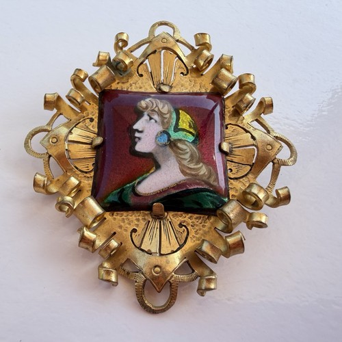 Ancien broche email limoges - broche, de