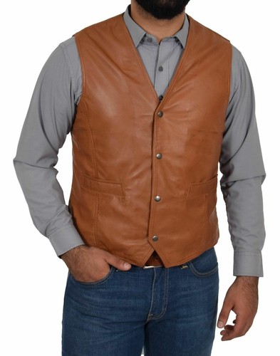 Men genuine tan soft leather - genuine,