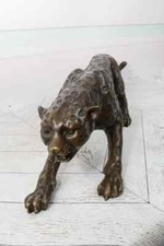 Walking Panther Bronze Statue - Bronze Sculpture Walking Gepard - Vintage Figure