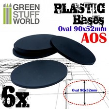 6x Socles Plastiques OVALE 90x52mm Noir - Modelisme Figurines Bases Wargames