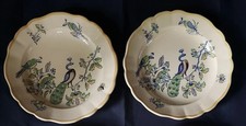 2 Antique Boch Freres La Louviere Peacock Bowls Old European Decor Belgium